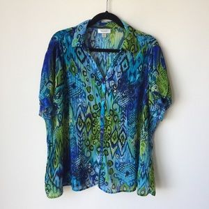 Colorful short sleeve blouse